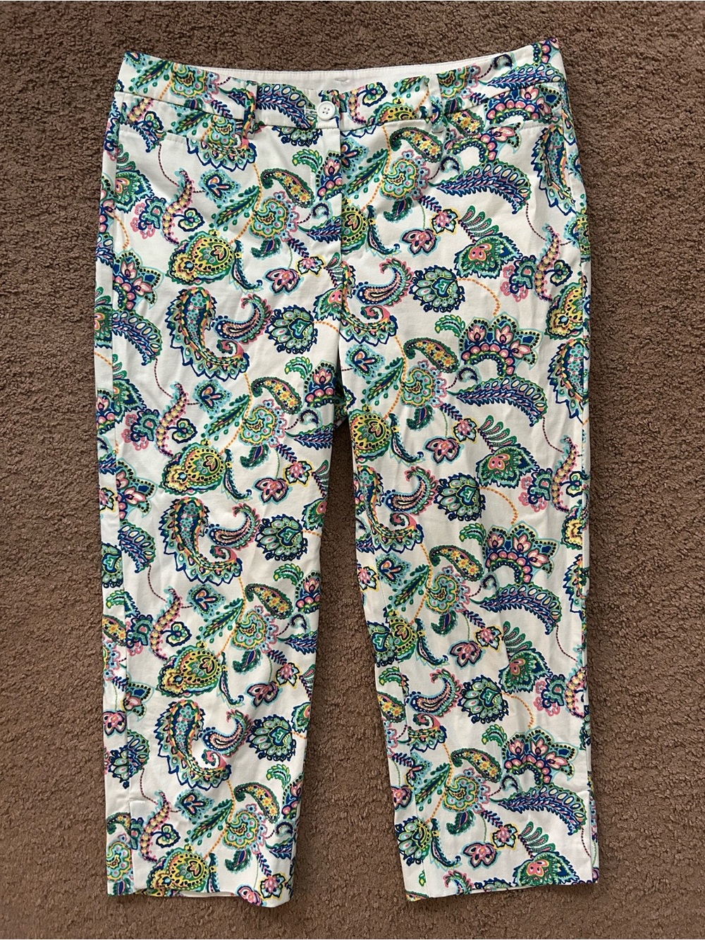 Talbots Perfect Skimmer Women’s Paisley Capri Pants with Multicolor Print Size 6